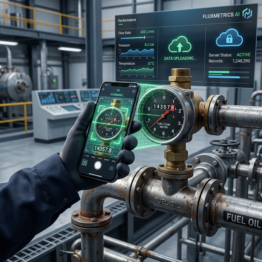 Digital verification of fuel flow meter dial reading
